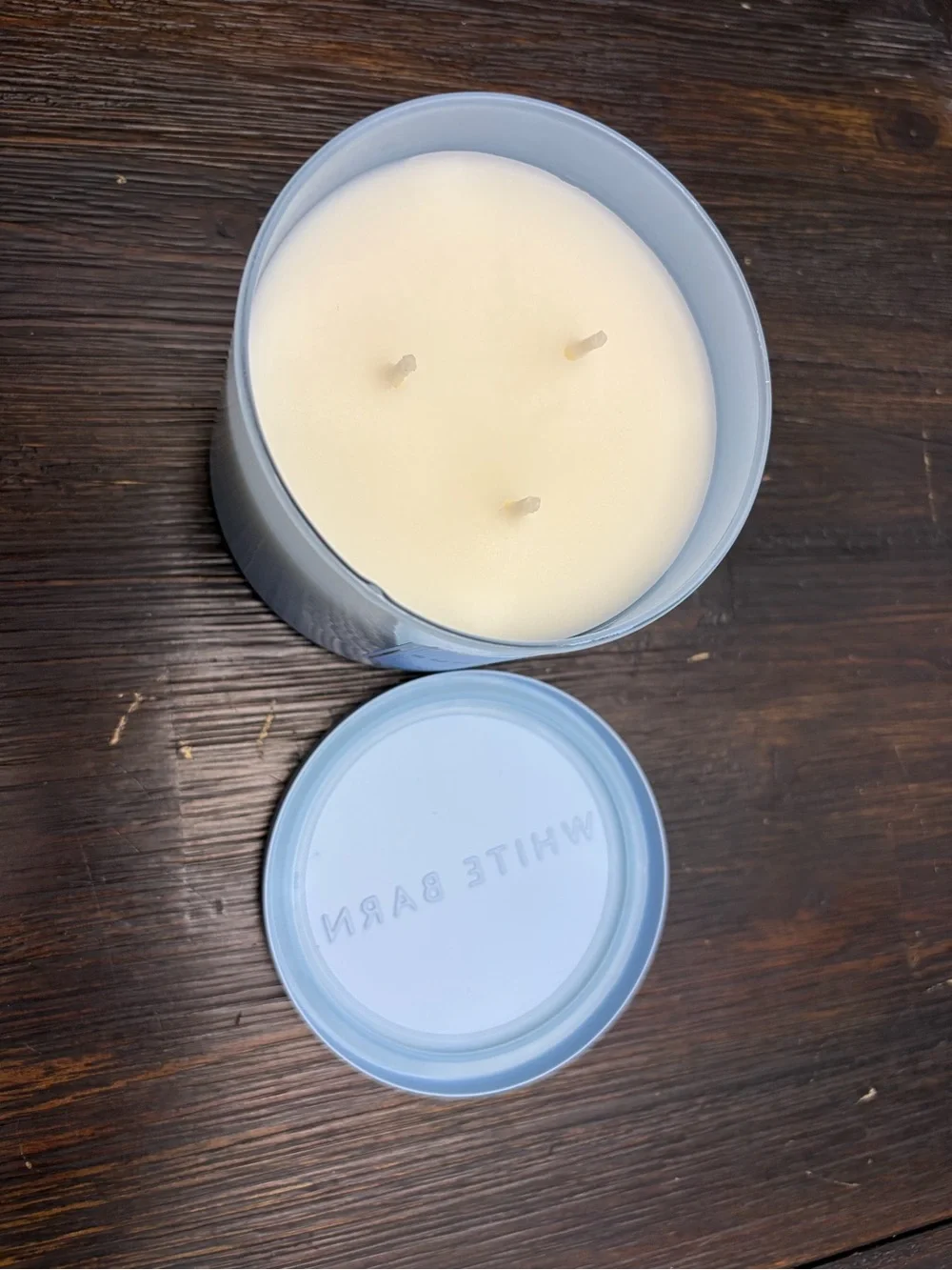 White Barn Sun-Drenched Linen Candle - Pale Blue Jar